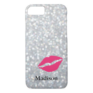 Funda Sparkly Silver para iPhone 7 con labios