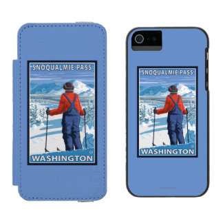 Funda Cartera Para iPhone 5 Watson Admiración del esquiador - paso de Snoqualmie,