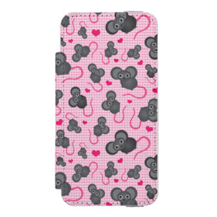 Funda Cartera Para iPhone 5 Watson Amo mi modelo del ratón en rosa