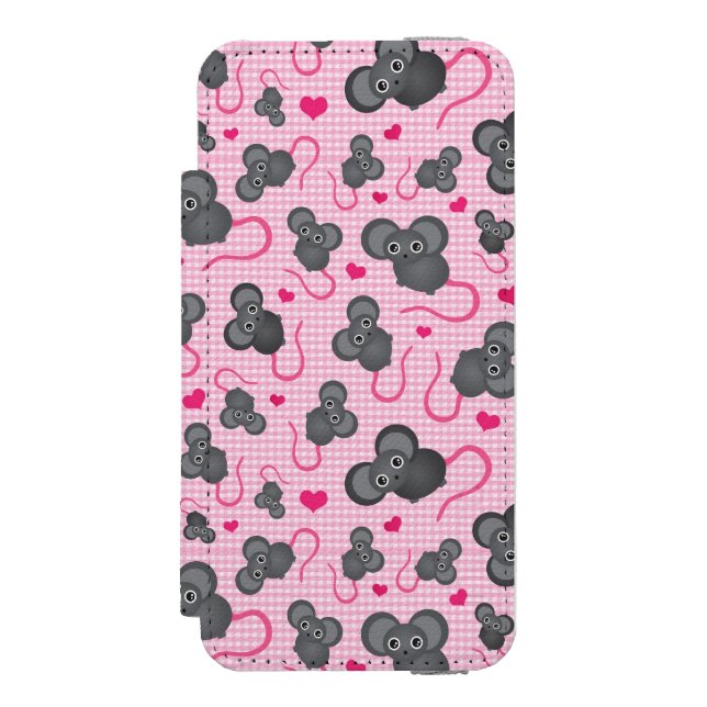Funda Tipo Cartera Para iPhone De Incipio Amo mi modelo del ratón en rosa (Anverso)