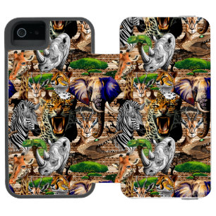 Funda Cartera Para iPhone 5 Watson Animales salvajes de sabana africanos