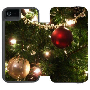 Funda Cartera Para iPhone 5 Watson Árbol de Navidad que ferio Bonito Verde y Rojo