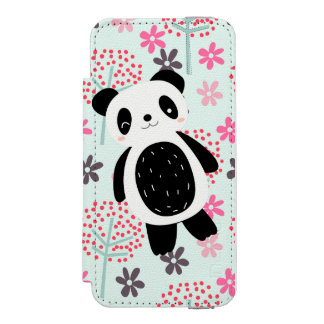 Funda Cartera Para iPhone 5 Watson Árboles, flores y osos panda