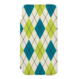 Funda Cartera Para iPhone 5 Watson Argyle azul y verde