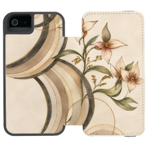 Funda Cartera Para iPhone 5 Watson Arte abstracto floral y líneas de caligrafía terro