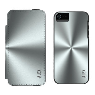 Funda Cartera Para iPhone 5 Watson Aspecto metálico-gris-acero inoxidable