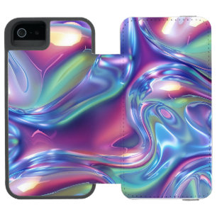 Funda Cartera Para iPhone 5 Watson Aura Estética Gradiente de Metal Líquido Holográfi