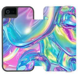 Funda Cartera Para iPhone 5 Watson Aura Gradiente de Metal Líquido Holográfico Estéti