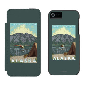 Funda Cartera Para iPhone 5 Watson Avión y pesca - parque nacional de Bush de Denali,