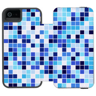 Funda Cartera Para iPhone 5 Watson Baldosas de piscina, mosaicos azules, patrón geomé