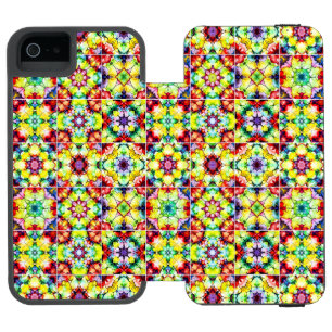Funda Cartera Para iPhone 5 Watson Baldosas mediterráneas, mosaicos de tinta de alcoh