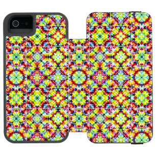 Funda Cartera Para iPhone 5 Watson Baldosas mediterráneas, mosaicos de tinta de alcoh