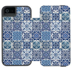 Funda Cartera Para iPhone 5 Watson Baldosas mediterráneas, portuguesas, azulejo, mall