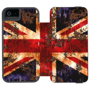 Funda Cartera Para iPhone 5 Watson Bandera Patriótica del Reino Unido