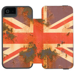 Funda Cartera Para iPhone 5 Watson Bandera vintage oxidada del Reino Unido