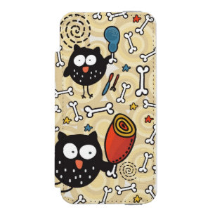 Funda Cartera Para iPhone 5 Watson Búho con el modelo de la carne