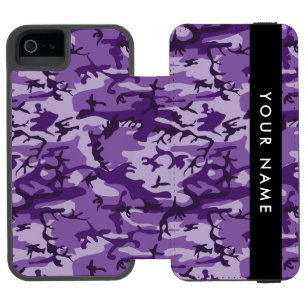 Funda Cartera Para iPhone 5 Watson Camuflaje Púrpura Personaliza tu nombre