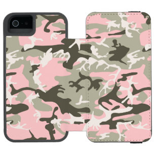 Funda Cartera Para iPhone 5 Watson Camuflaje rosa y verde, militar, militar