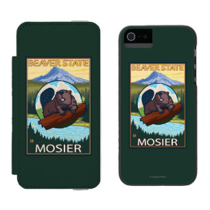 Funda Cartera Para iPhone 5 Watson Castor y capilla del Mt. - Mosier, Oregon