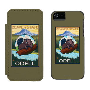 Funda Cartera Para iPhone 5 Watson Castor y capilla del Mt. - Odell, Oregon