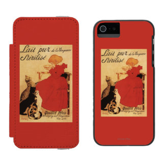 Funda Cartera Para iPhone 5 Watson Chica de la leche de Vingeanne con los gatos