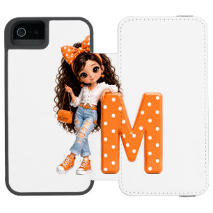 Funda Cartera Para iPhone 5 Watson Chica linda con manta de lanzamiento de letra M