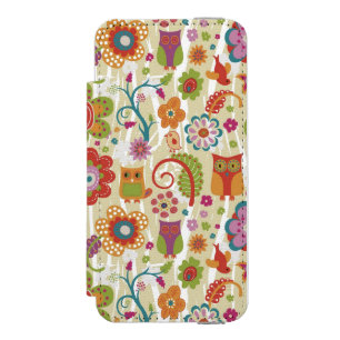 Funda Cartera Para iPhone 5 Watson Color floral y búho
