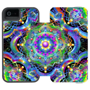 Funda Cartera Para iPhone 5 Watson Colores psicodélicos del Universo de Mandala
