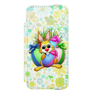 Funda Cartera Para iPhone 5 Watson Conejo divertido mordiendo un huevo de Pascua