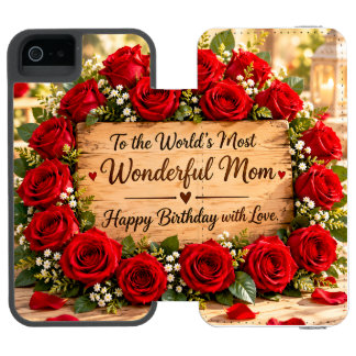 Funda Cartera Para iPhone 5 Watson Cumpleaños de Mamá Maravillosa Rosas Rojas