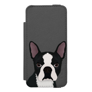 Funda Cartera Para iPhone 5 Watson dibujo animado del terrier de Boston