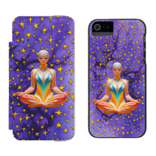 Funda Cartera Para iPhone 5 Watson Diseño de patrón de estrella único y meditativo