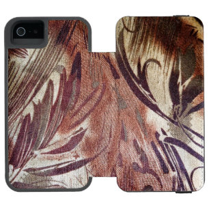 Funda Cartera Para iPhone 5 Watson Diseño floral marrón abstracto 2