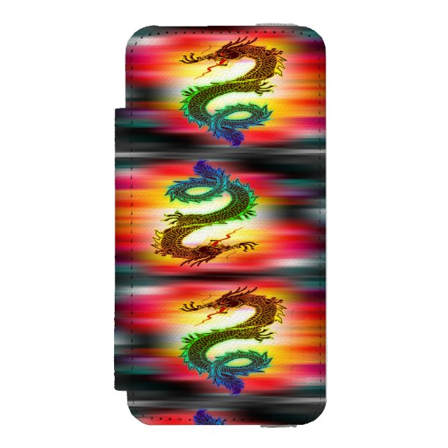 Funda Tipo Cartera Para iPhone De Incipio dragones arcoiris (Anverso)