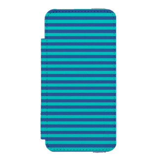 Funda Cartera Para iPhone 5 Watson Dusk Blue and Dark Turquoise Stripes