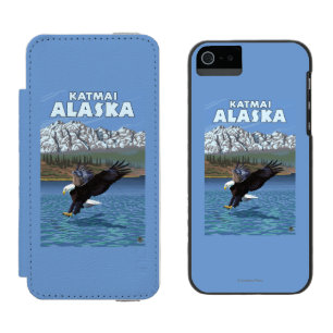 Funda Cartera Para iPhone 5 Watson Eagle calvo que se zambulle - Katmai, Alaska