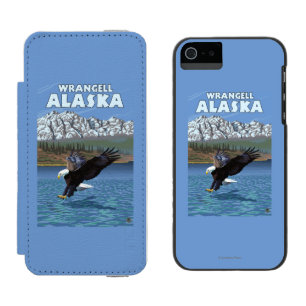Funda Cartera Para iPhone 5 Watson Eagle calvo que se zambulle - Wrangell, Alaska