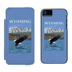 Funda Cartera Para iPhone 5 Watson Eagle calvo que se zambulle - Wyoming