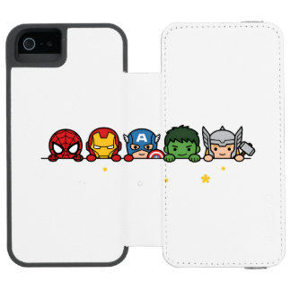 Funda Cartera Para iPhone 5 Watson Equipo de superhéroes Chibi lindo asomándose gráfi