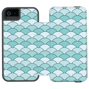 Funda Cartera Para iPhone 5 Watson Escamas de dragón, abanicos, olas, Seigaiha, Azul