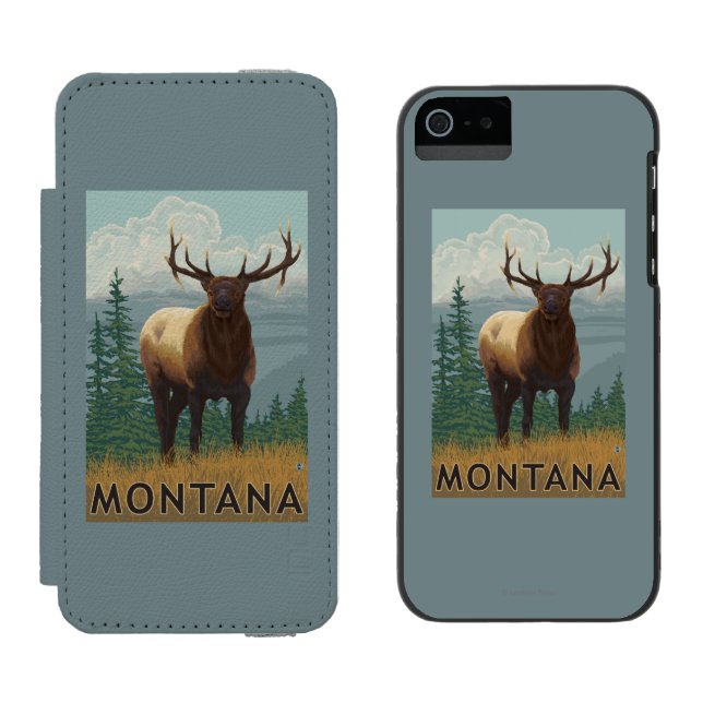 Funda Tipo Cartera Para iPhone De Incipio Escena de MontanaElk (Juntos)