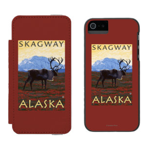 Funda Cartera Para iPhone 5 Watson Escena del caribú - Skagway, Alaska