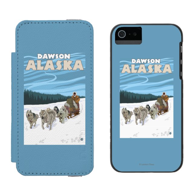 Funda Tipo Cartera Para iPhone De Incipio Escena Sledding del perro - Dawson, Alaska (Juntos)