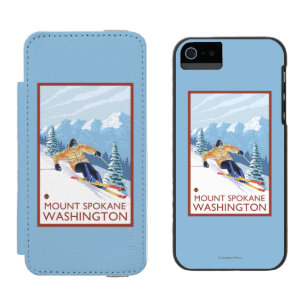 Funda Cartera Para iPhone 5 Watson Esquiador de la nieve de Downhhill - soporte