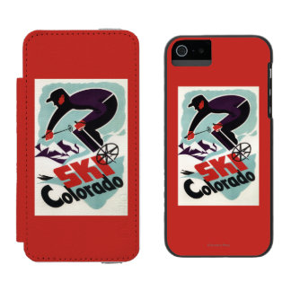 Funda Cartera Para iPhone 5 Watson Esquiador negro y púrpura vestido