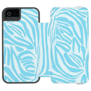 Funda Cartera Para iPhone 5 Watson Estampado de cebra azul y blanco en negrita
