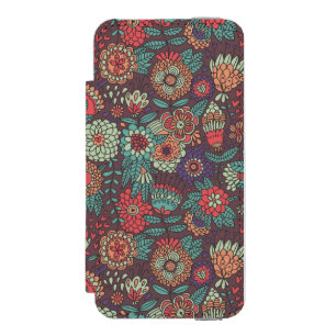 Funda Cartera Para iPhone 5 Watson Estampado de flores colorido en estilo del dibujo
