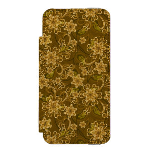 Funda Cartera Para iPhone 5 Watson Estampado de flores de oro del vintage