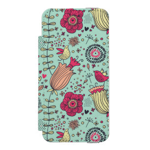 Funda Cartera Para iPhone 5 Watson Estampado de flores del dibujo animado con los