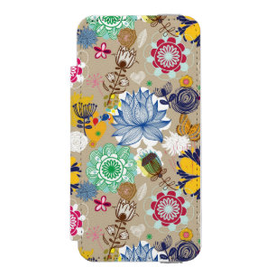Funda Cartera Para iPhone 5 Watson Estampado de flores en el estilo retro 3